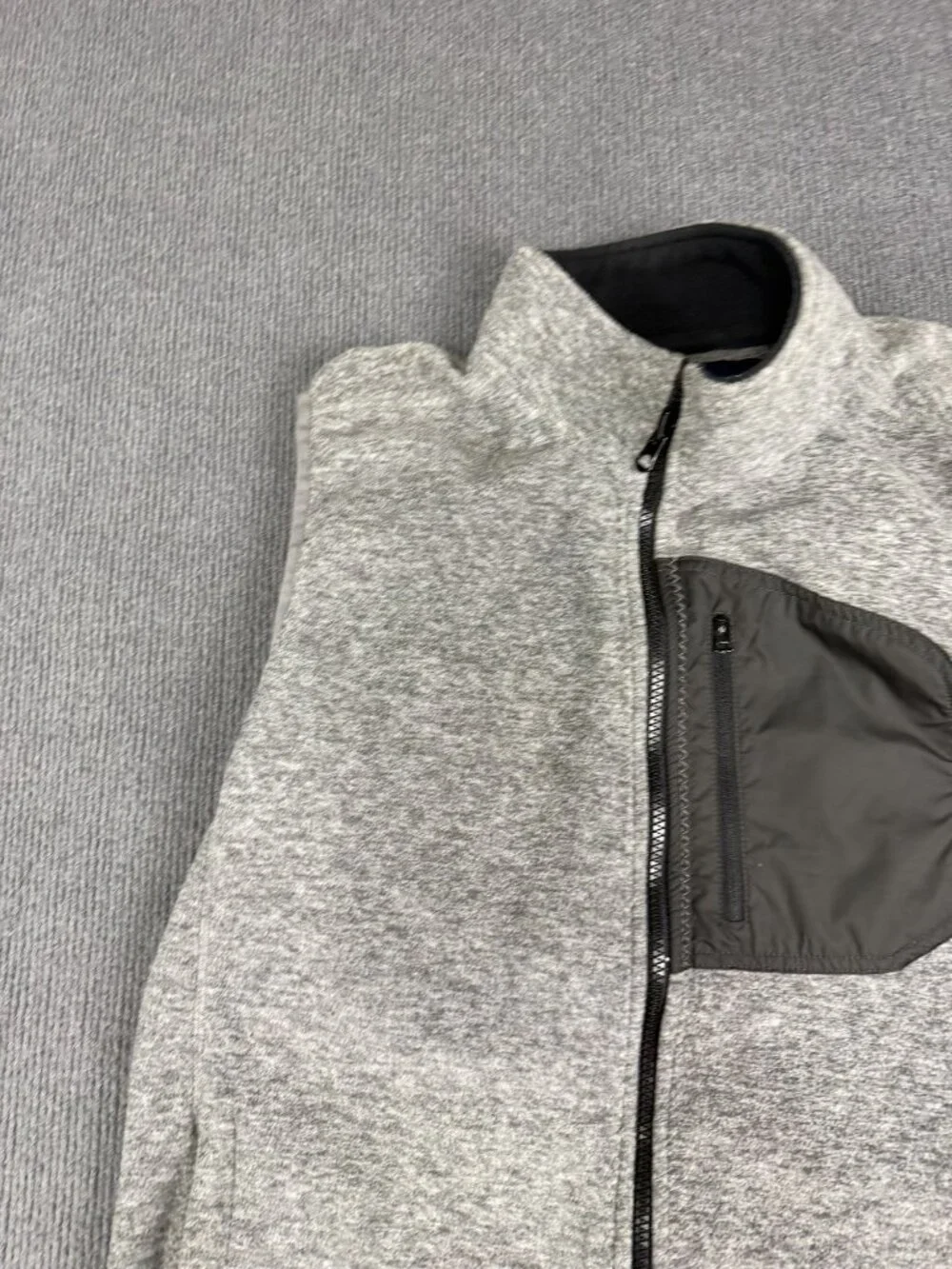 Lands End Mens Gray Full-Zip Fleece Vest With Chest Pocket M 38-40
